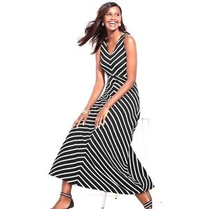 NWT Talbots black and white striped maxi dress